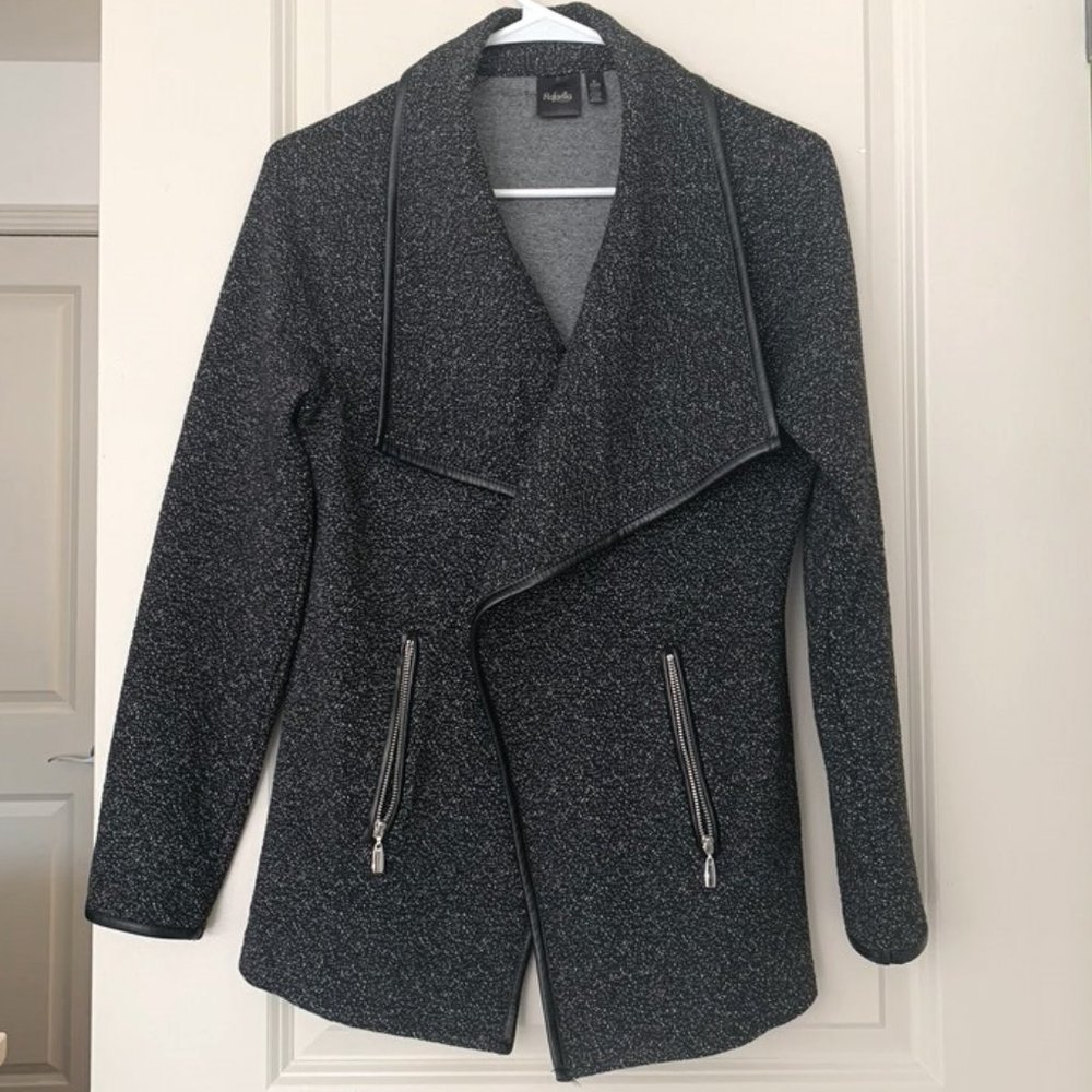 RAFAELLA: Black/White, Drape Front Jacket